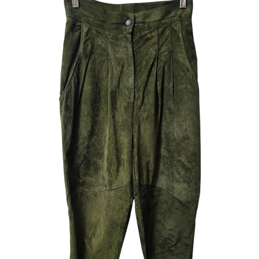Danier Olive Green Suede Leather Pants Size 6